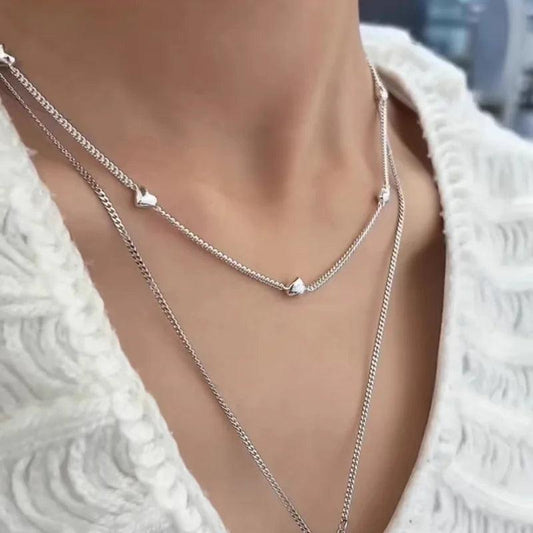 925 Sterling Silver Necklace with Heart - Snake Bone Chain Design - Purpyou